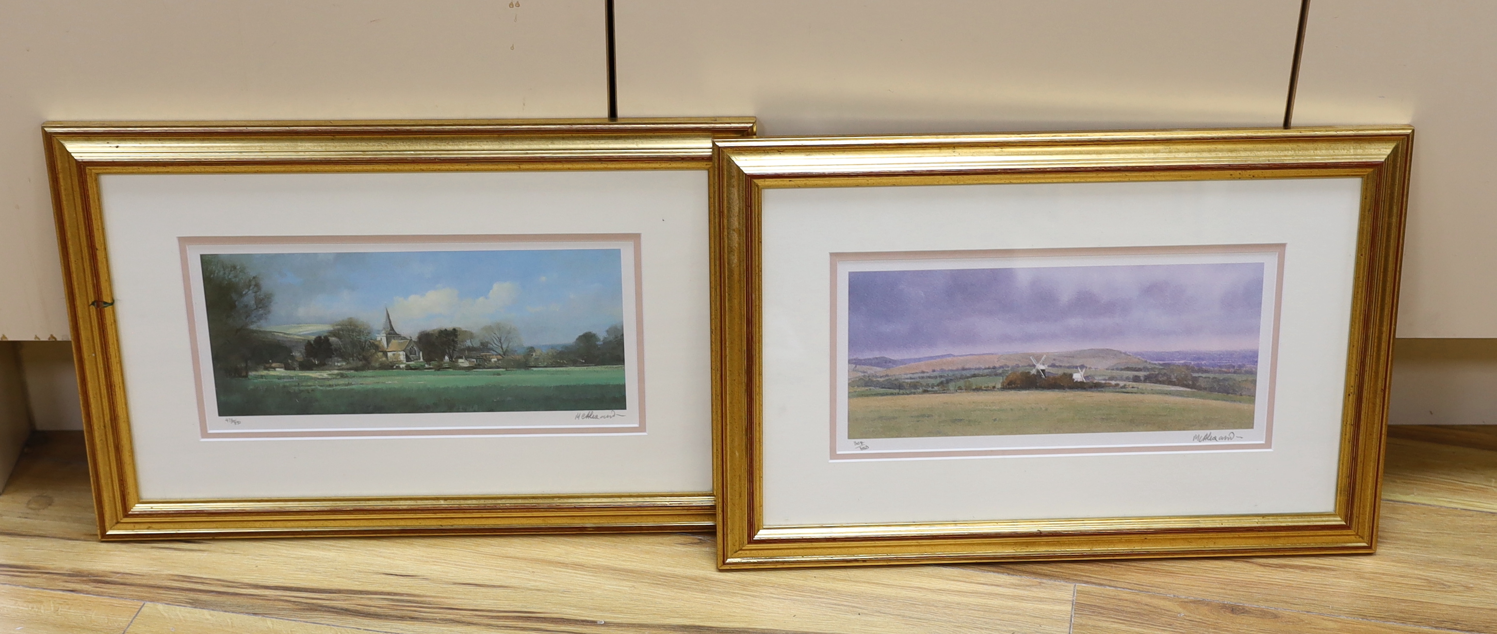 M.C. Alexander (20th. C) pair of pencil signed, limited edition colour prints, 'Jack & Jill Windmills', 15 x 33cm